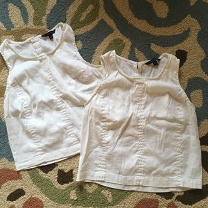 SOLD BOGO! TWO Excellent Condition White Linen Banana Republic Boxy Cropped Tops